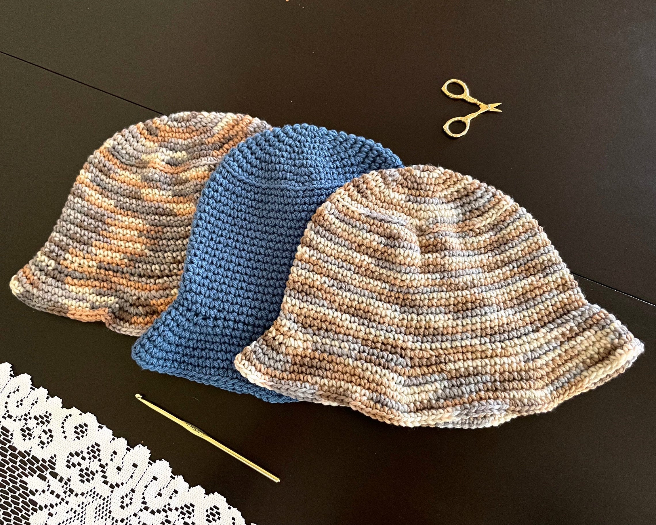 Trendy Bucket Hat Crochet Pattern - 3 Adult Sizes - Instant Download