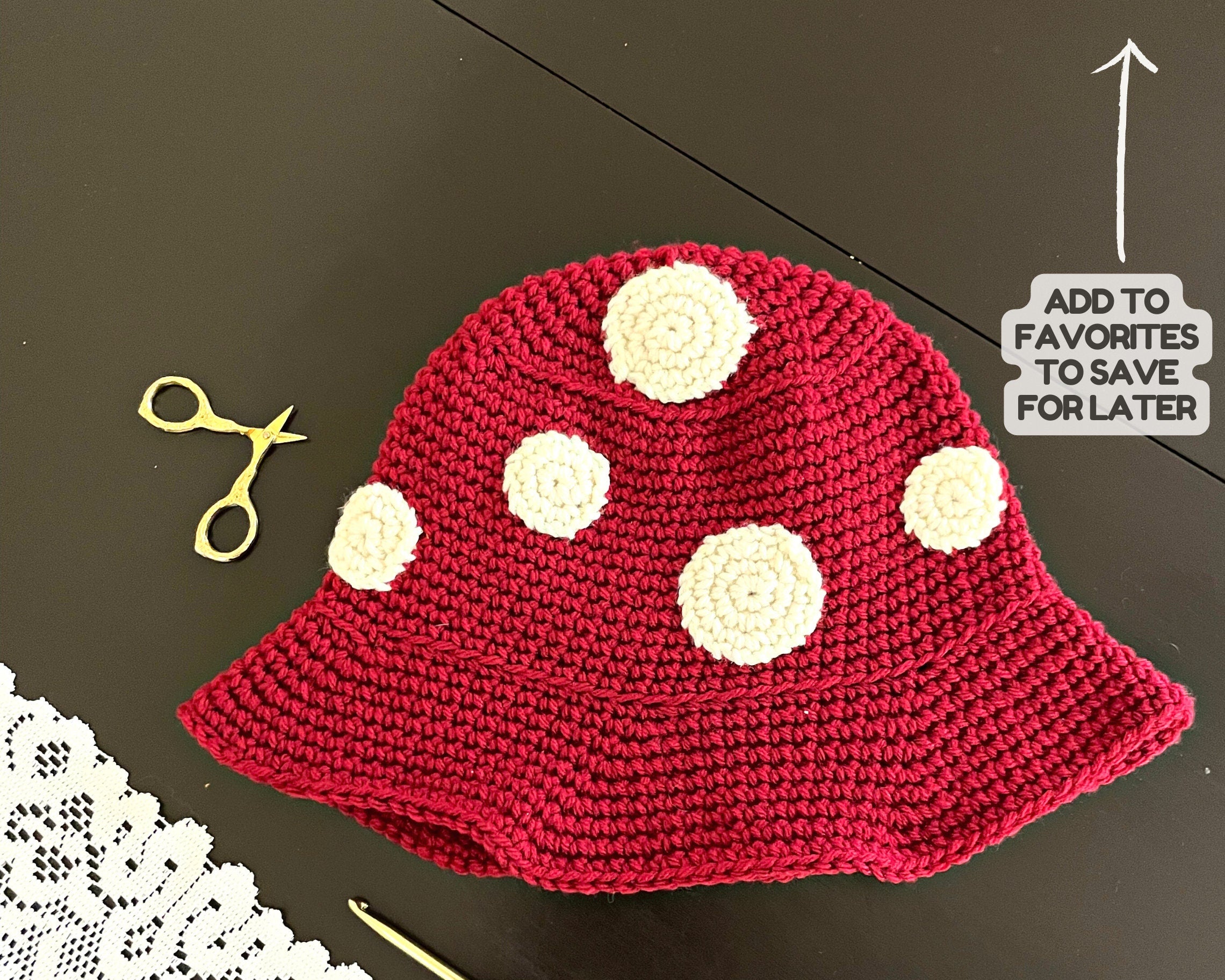 Easy Mushroom Bucket Hat Crochet Pattern - 3 Adult Sizes - Instant Download