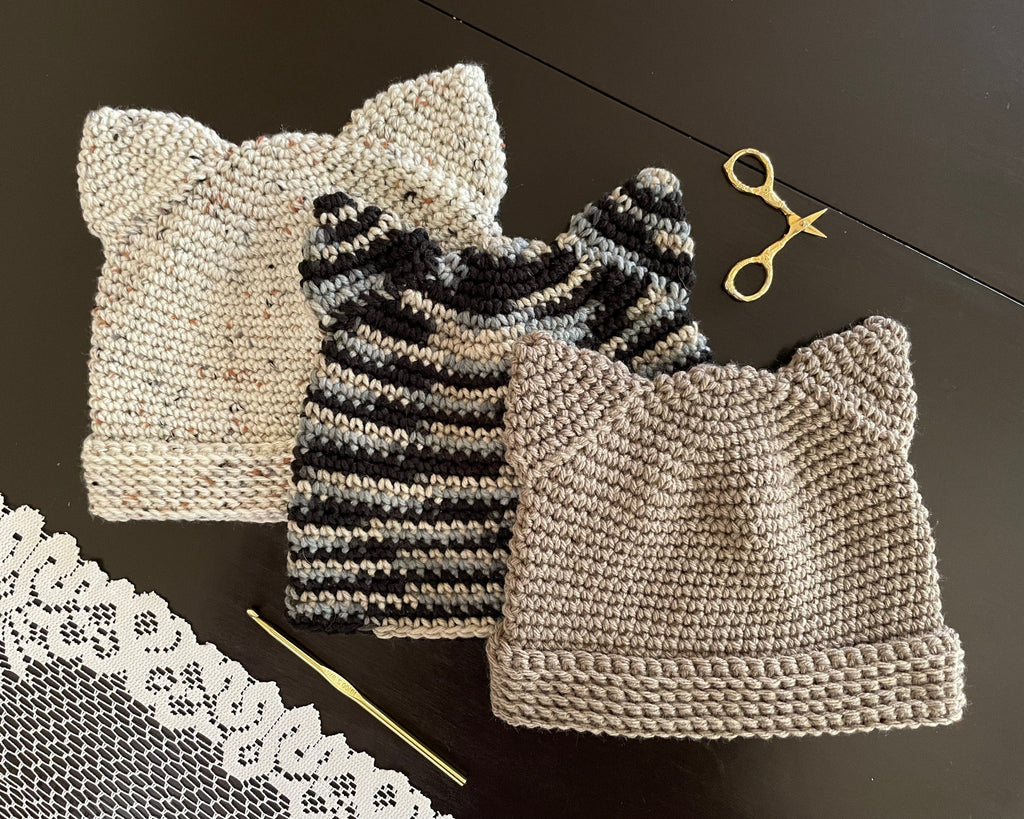 Easy Cat Ear Beanie Crochet Pattern - Adult Women's Size - Instant Download