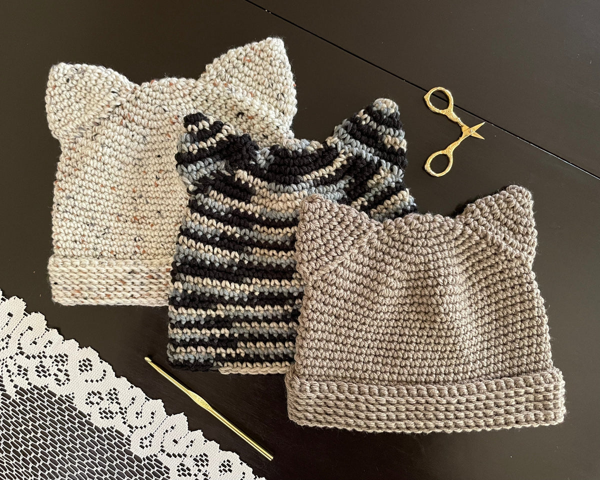 Easy Cat Ear Beanie Crochet Pattern - Adult Women's Size - Instant Download