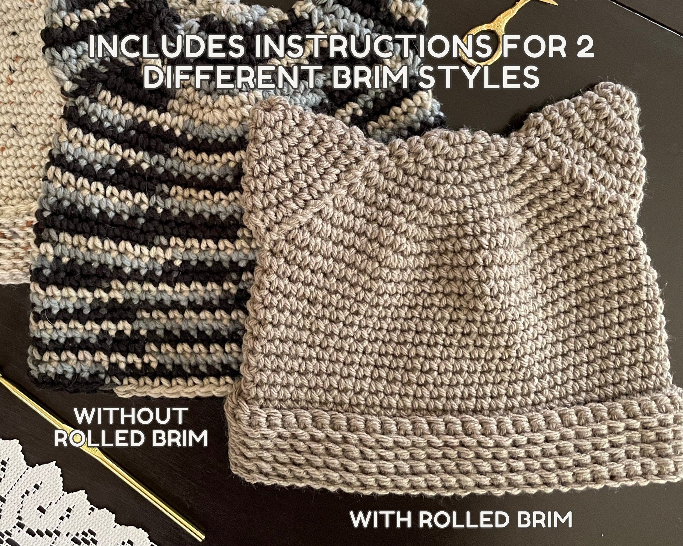 Easy Cat Ear Beanie Crochet Pattern - Adult Women's Size - Instant Download