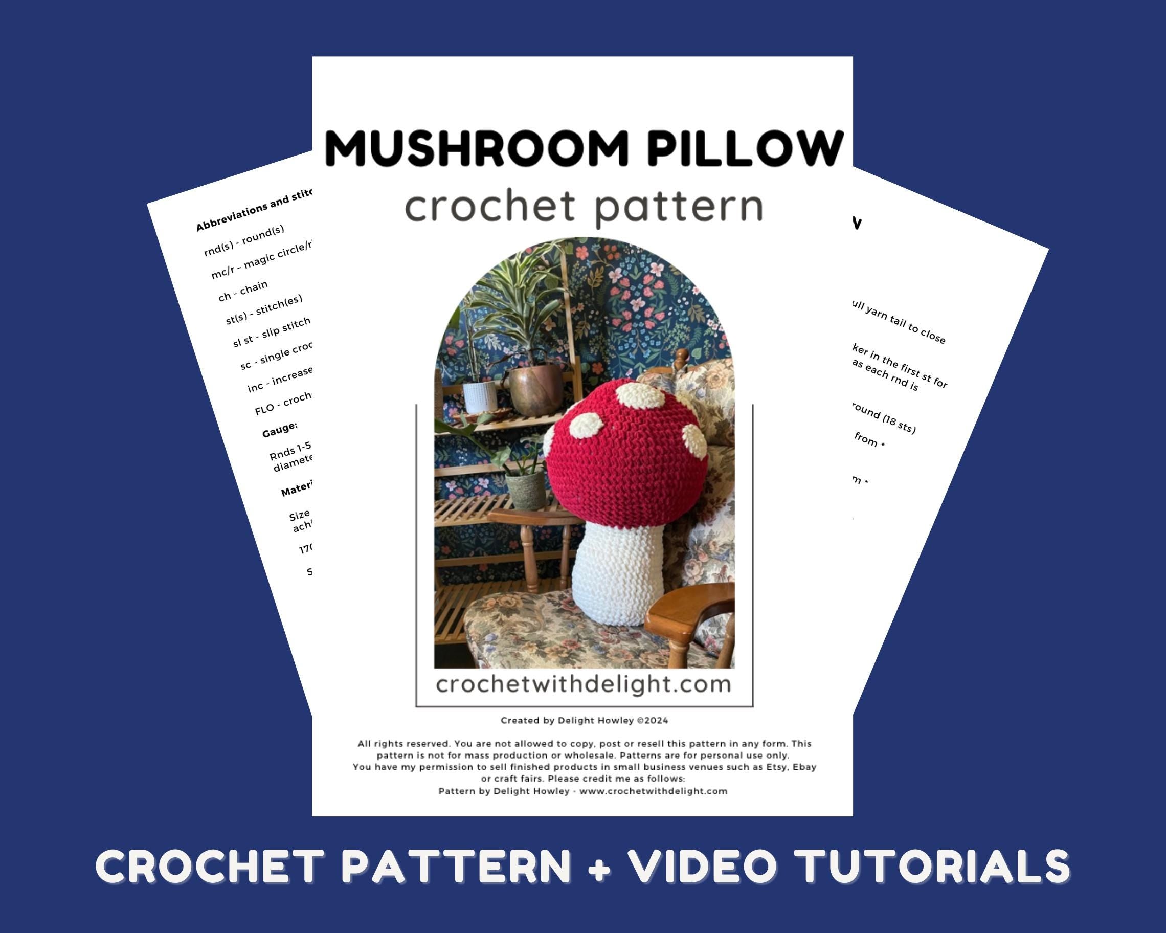 Easy Mushroom Pillow Crochet Pattern - Cottagecore Amigurumi Instant PDF Download