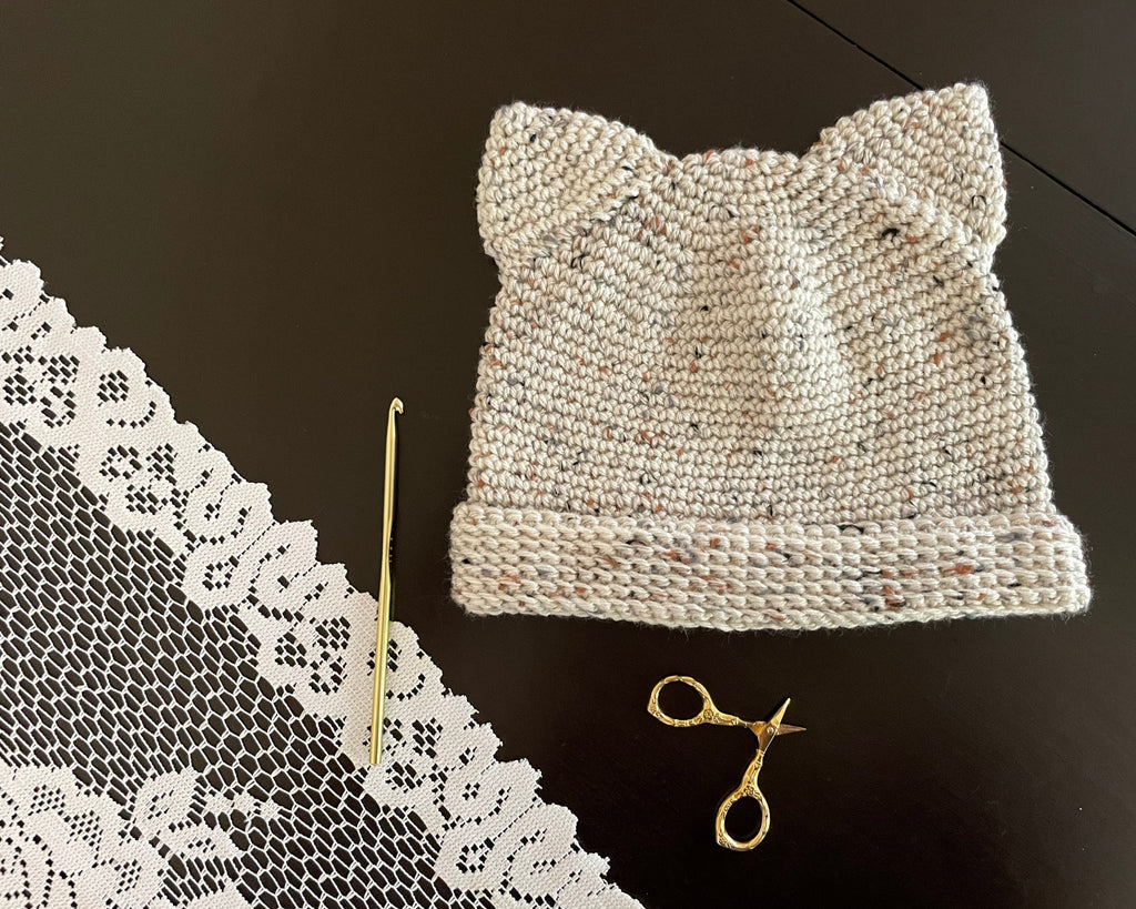 Easy Cat Ear Beanie Crochet Pattern - Adult Women's Size - Instant Download