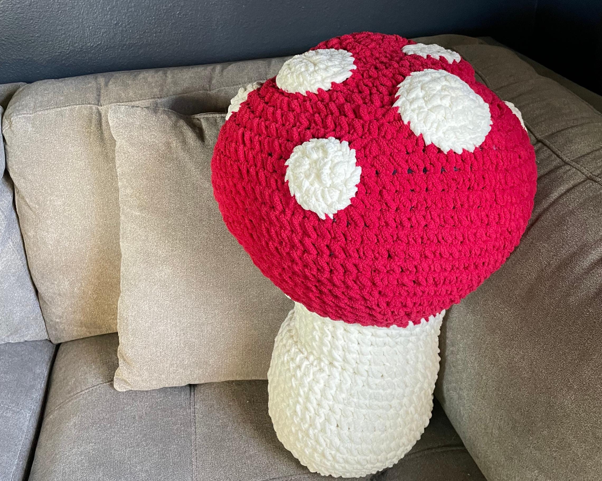 Easy Mushroom Pillow Crochet Pattern - Cottagecore Amigurumi Instant PDF Download