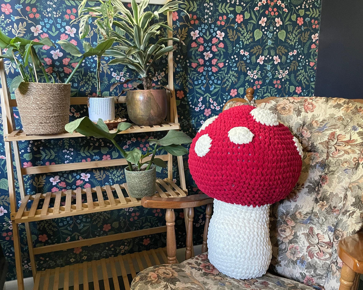 Easy Mushroom Pillow Crochet Pattern - Cottagecore Amigurumi Instant PDF Download