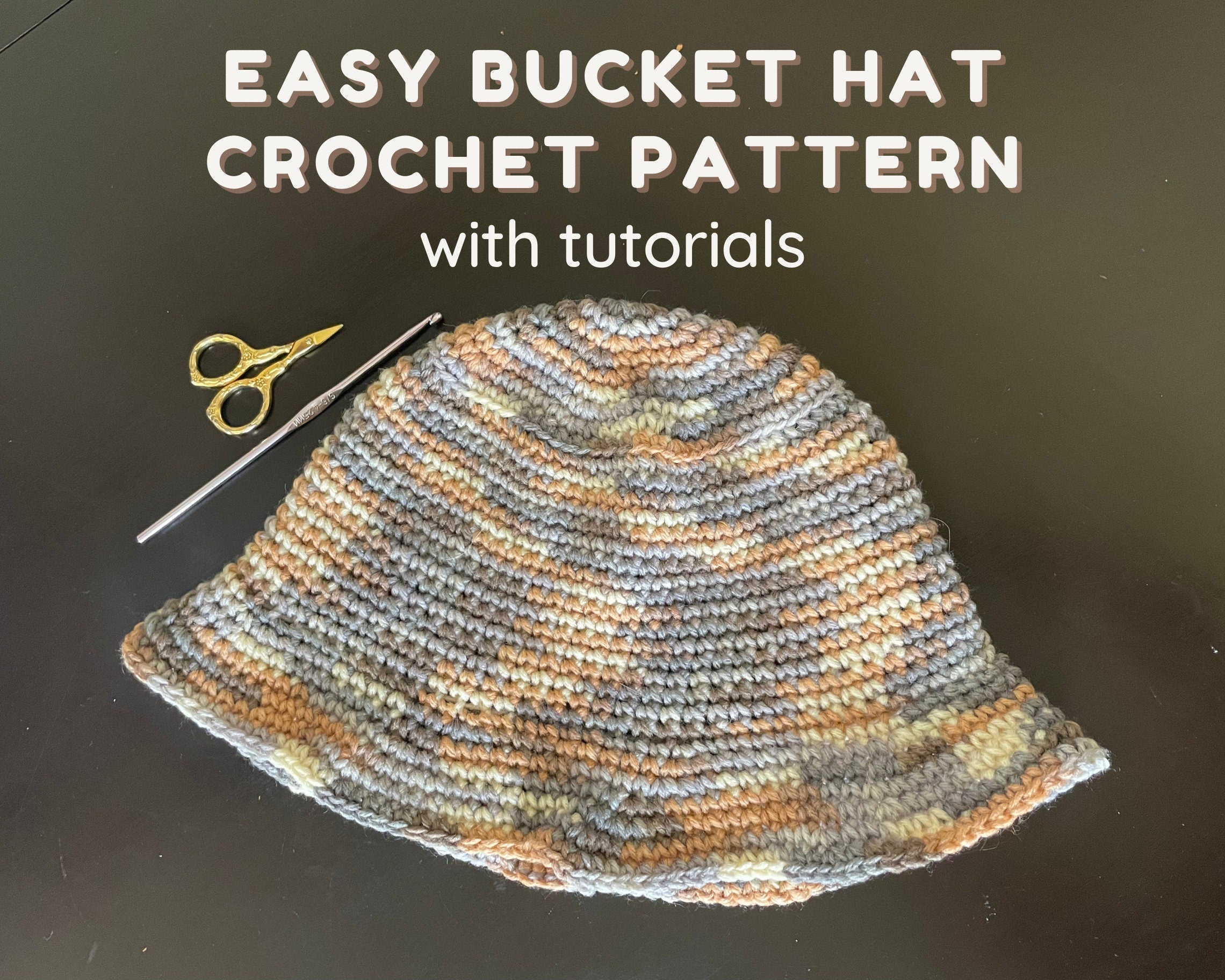 Trendy Bucket Hat Crochet Pattern - 3 Adult Sizes - Instant Download