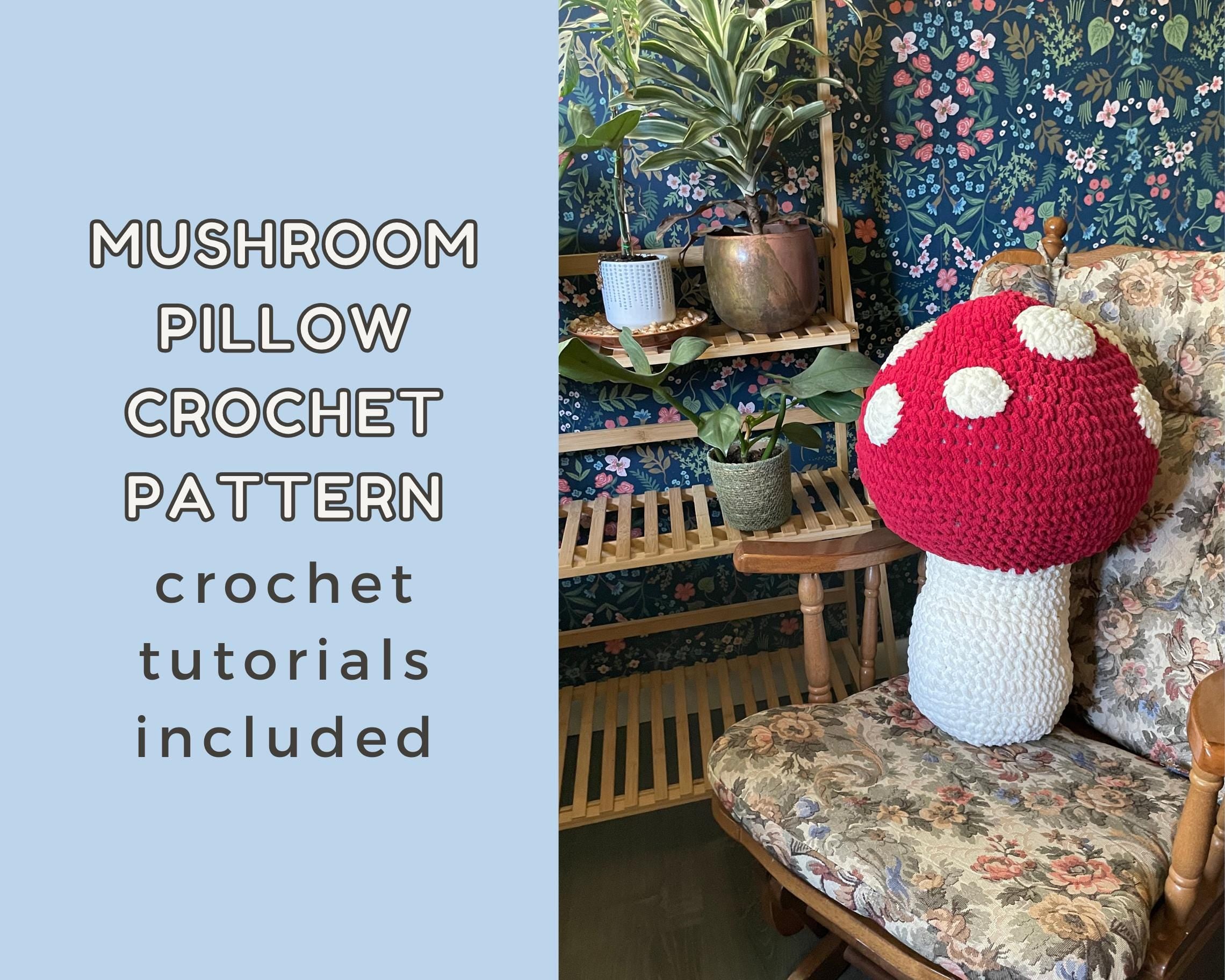 Easy Mushroom Pillow Crochet Pattern - Cottagecore Amigurumi Instant PDF Download