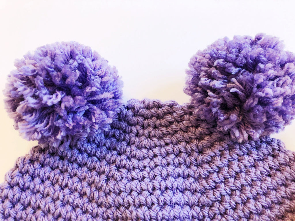 Kids Double Pom Pom Beanie Crochet Pattern - Ages 3-12 - Instant Download