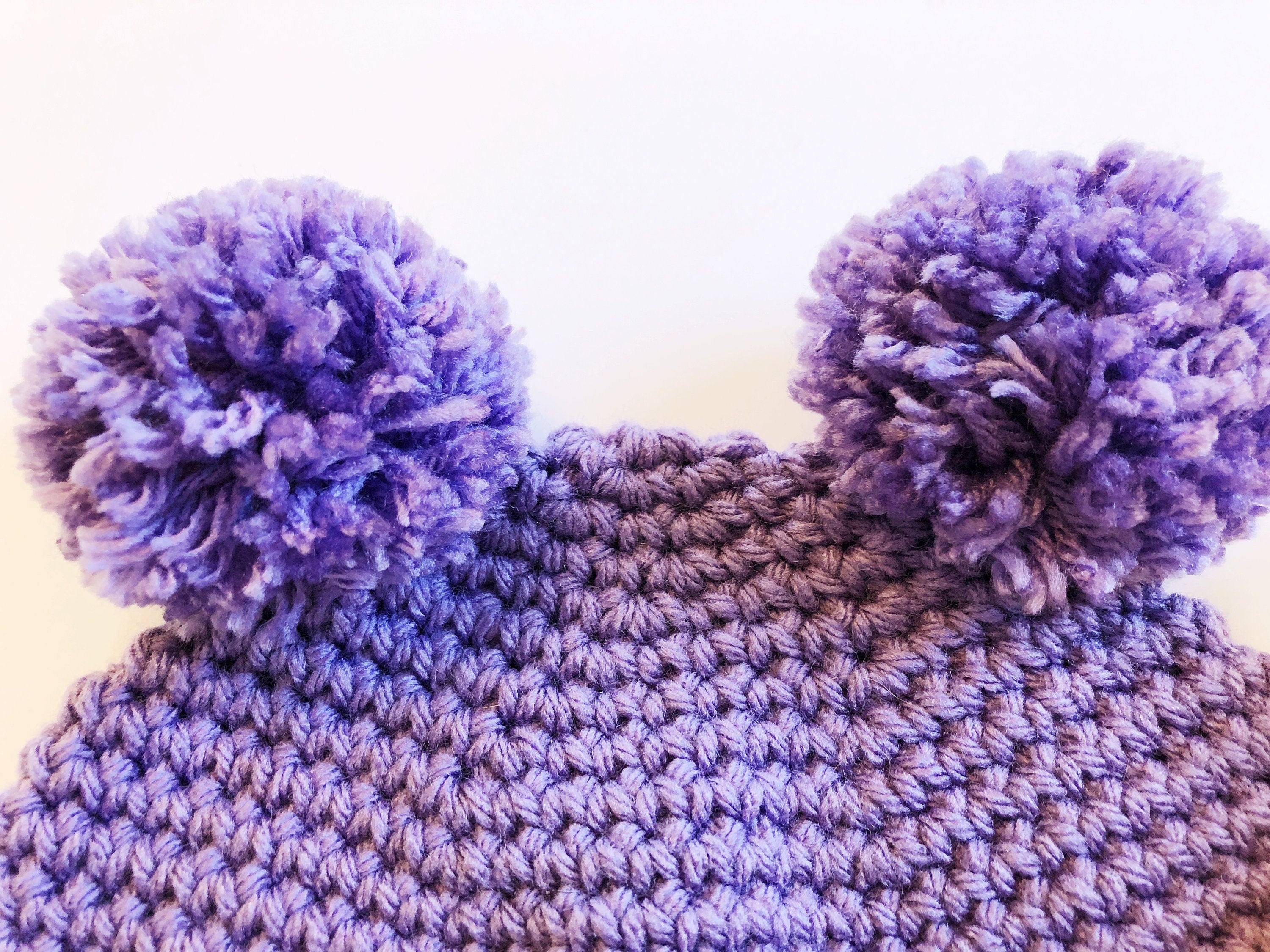 Kids Double Pom Pom Beanie Crochet Pattern - Ages 3-12 - Instant Download