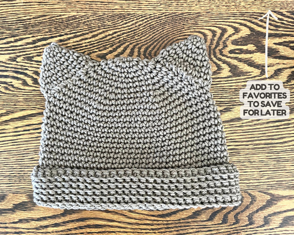 Easy Cat Ear Beanie Crochet Pattern - Adult Women's Size - Instant Download