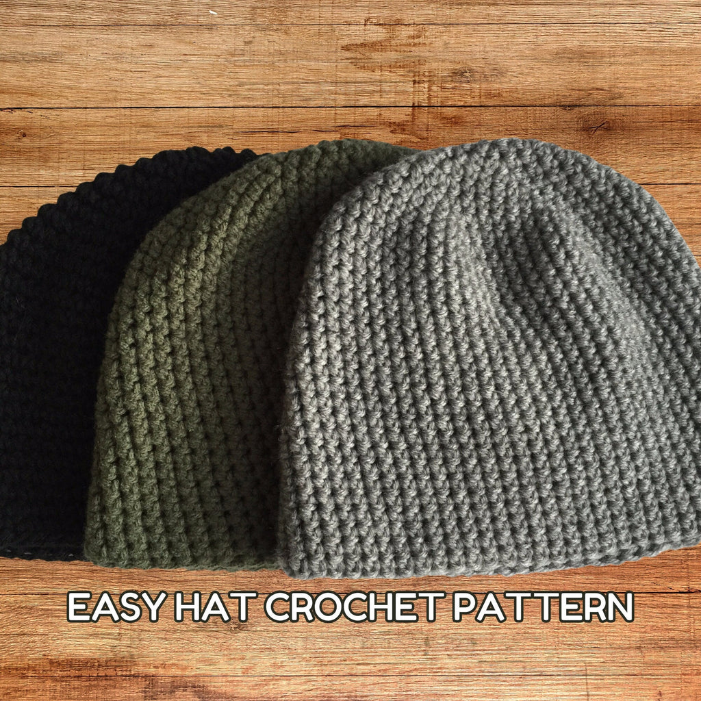 Men's Easy Crochet Beanie Pattern - Beginner-Friendly Stocking Hat PDF
