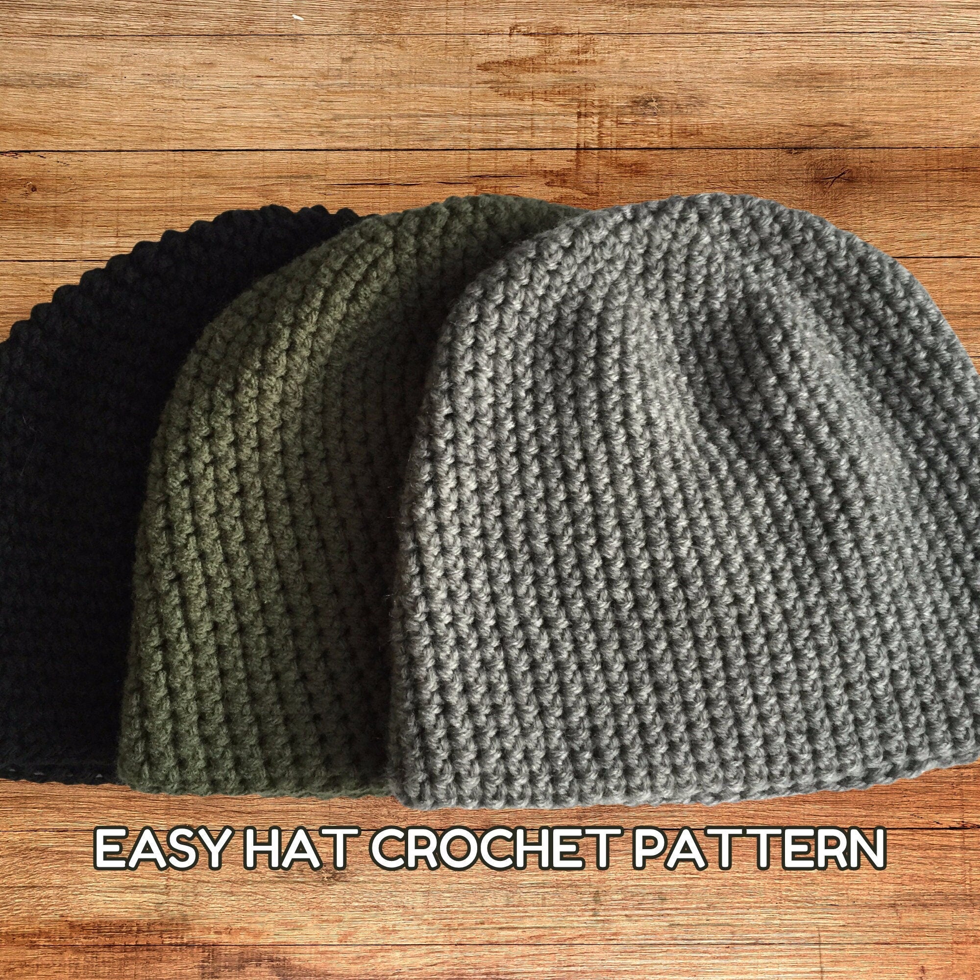 Men's Easy Crochet Beanie Pattern - Beginner-Friendly Stocking Hat PDF